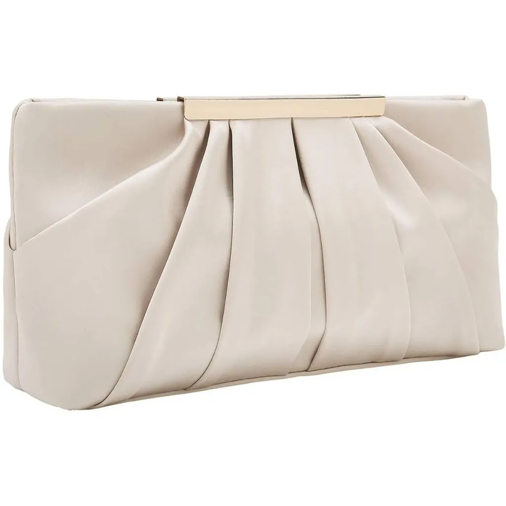 ⚡ Women's Elegant Evening Pleated Satin Simple Classy Formal Cream Clutch Bag - Image 2