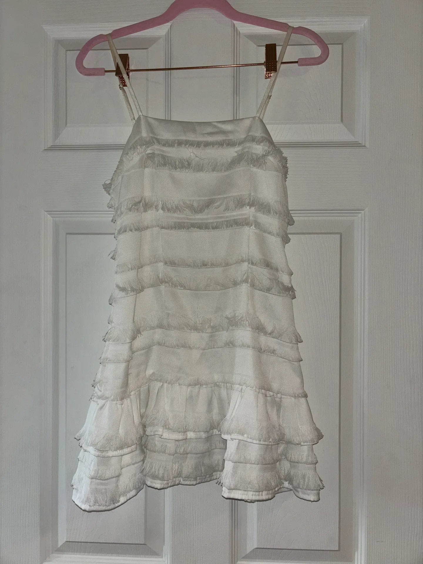 White Fringe Mini Dress - Image 2