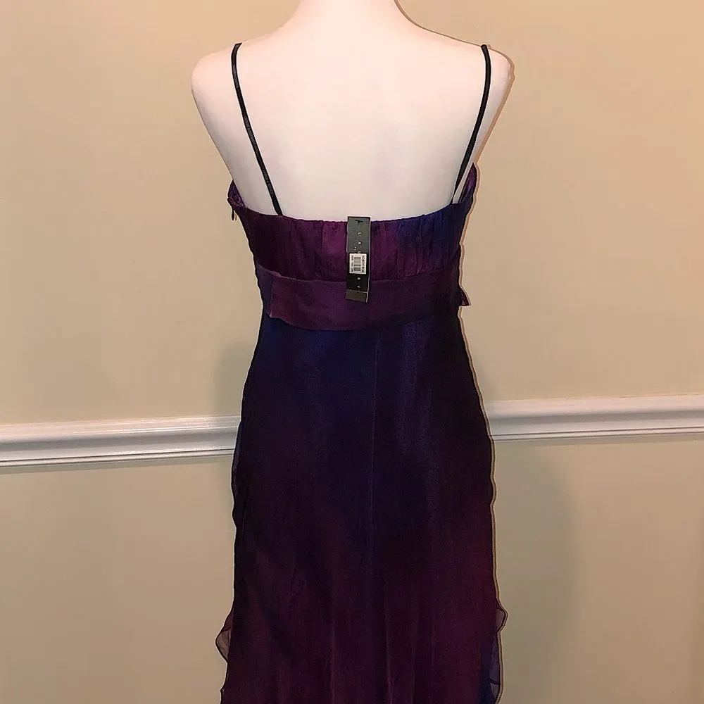 LAUNDRY SHELLI SEGAL Purple Silk Dress With Gentle Darting & Layers Sz 10 NWT - Image 4