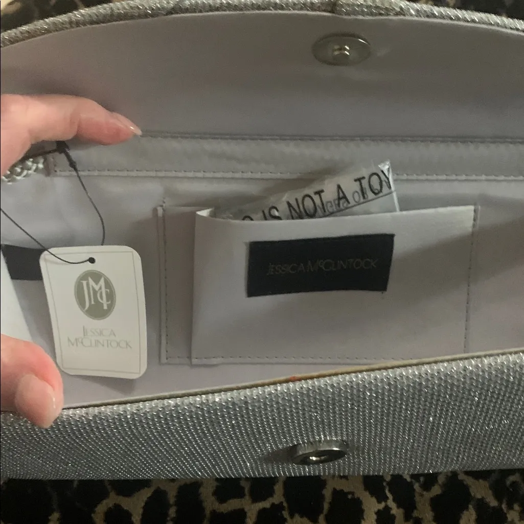 Silver Evening Clutch with Bow - Image 3