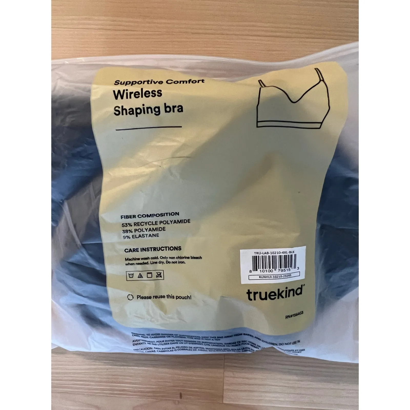 Truekind Supportive Comfort Wireless Shaping Bra Black Size 4X - Image 6