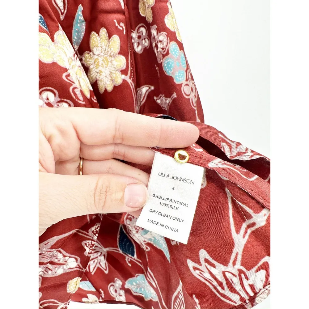 Ulla Johnson Marisol Floral Print Long Sleeve Silk Blouse Size 4 New - Image 6
