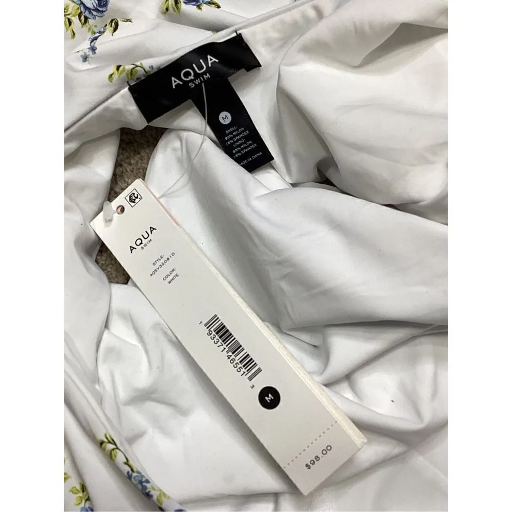 New. AQUA low cut floral swimsuit. Retails $98 Medium - Image 9