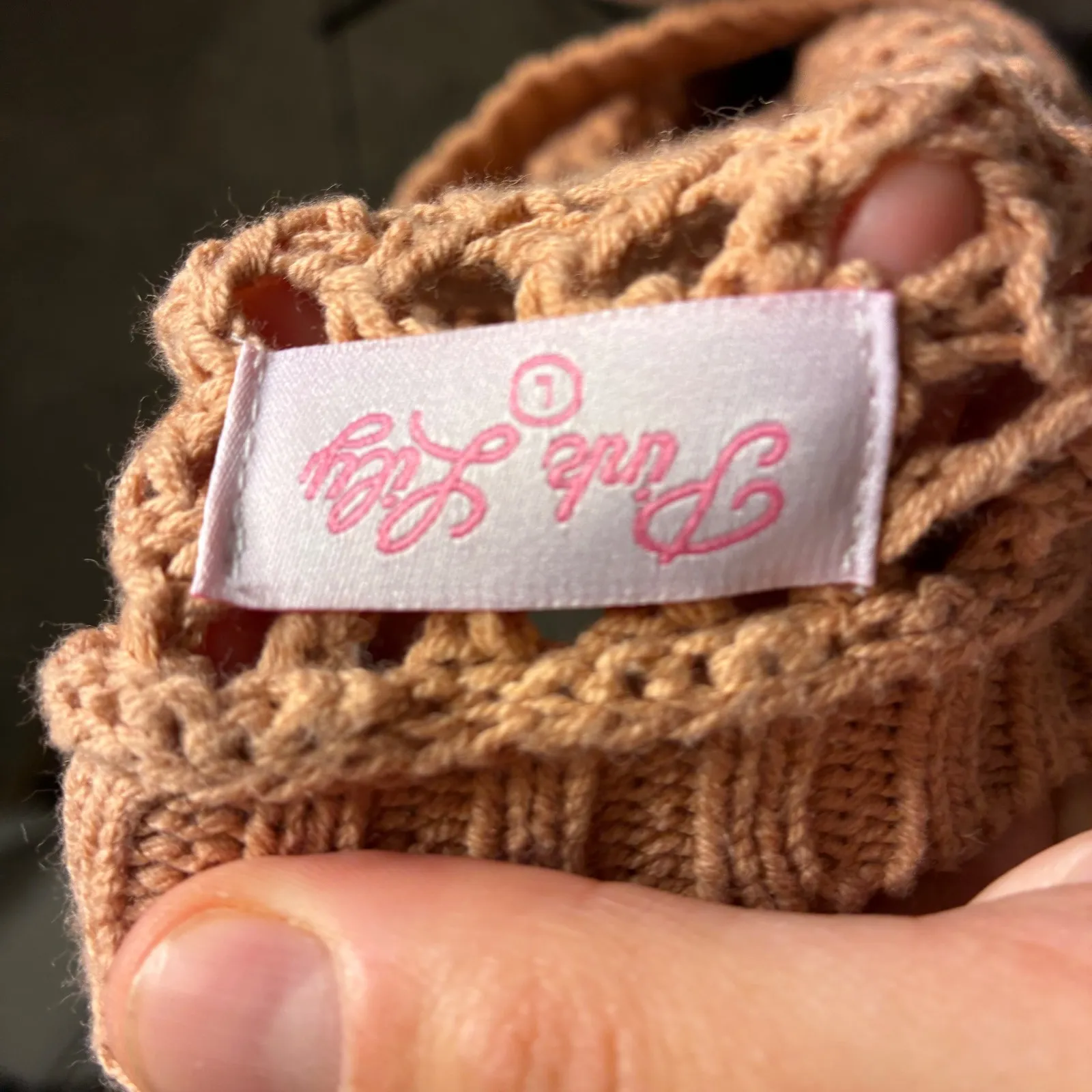 Pink‎ Lily Crochet Knit Sweater Orange Long Sleeve Open Weave Size L - Image 4