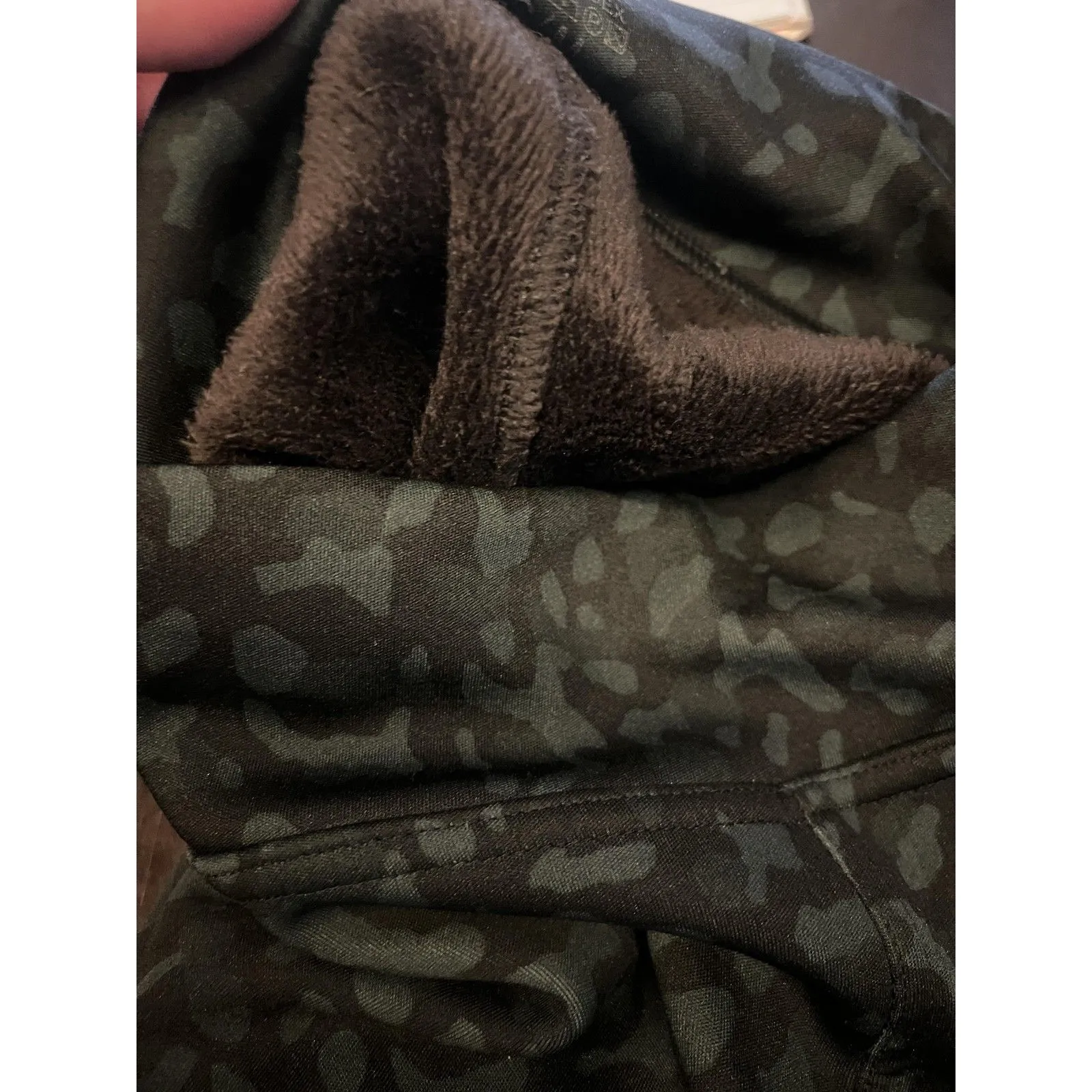 Fleece Lined Leggings Womens Small Medium Black Gray Leopard Print Side Stripe - Image 9