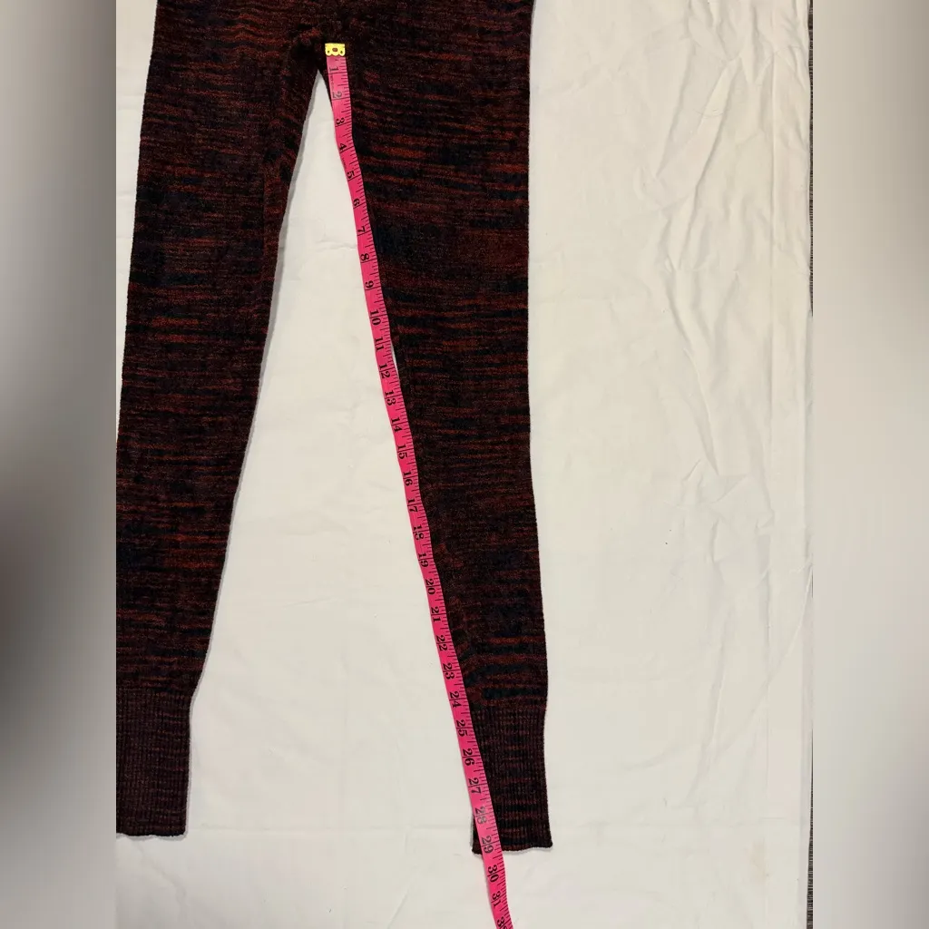Free People Heathered Chenille Burgundy Red and Navy Blue Leggings Small - Image 9