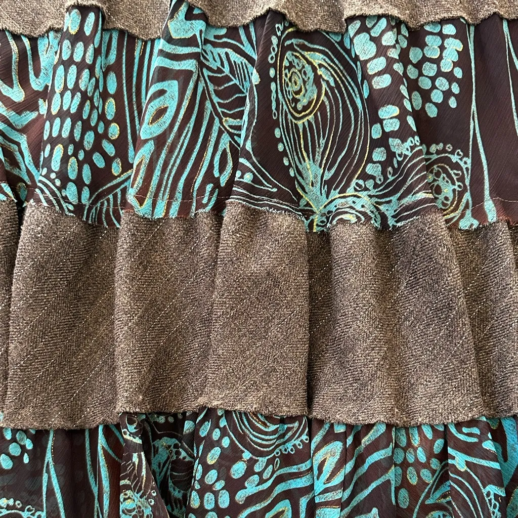 Pepper Vintage Tiered Flare Skirt 90s Y2K WhimsiGoth Grunge Romantic Boho Size M Blue Size M - Image 8