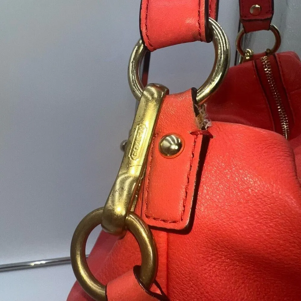 COACH Isabelle Crossbody Leather Purse Handbag Pink Orange Papaya - Image 14