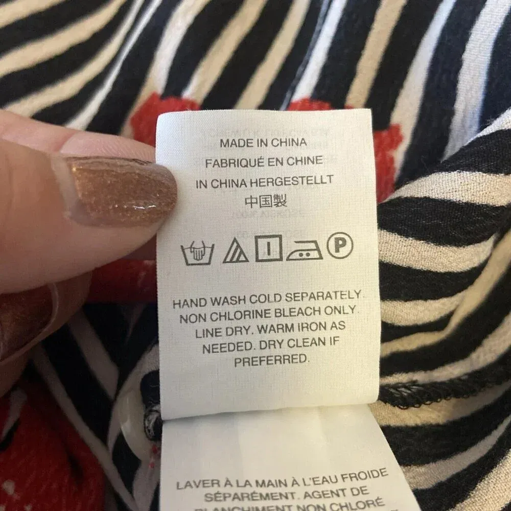 Madewell Striped Wrap Top in Candied Orchids Size Small Black White Striped Crop - Image 14