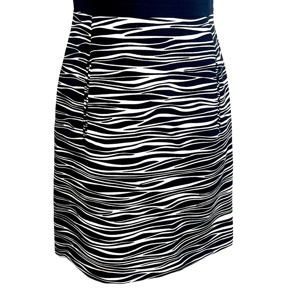 Michael Kors Zebra Print Sleeveless Sheath Dress 6 Virgin Wool Italy Business Black - Image 4