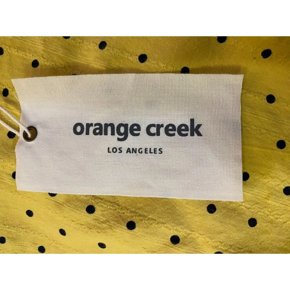 Orange Creek Los Angeles Dress Womens L NEW Yellow Black Polka Dot Modest - Image 15