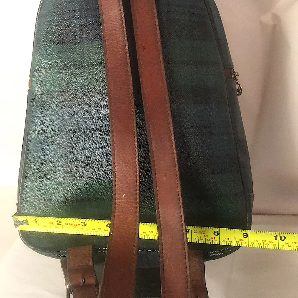 RALPH LAUREN Black Watch Medium Backpack With Adjustable Leather Straps Vintage - Image 10