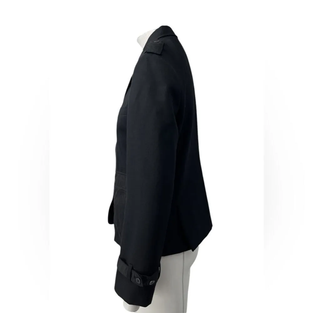 Burberry London Wool Blazer Nylon Pockets Black Womens 4 - Image 2