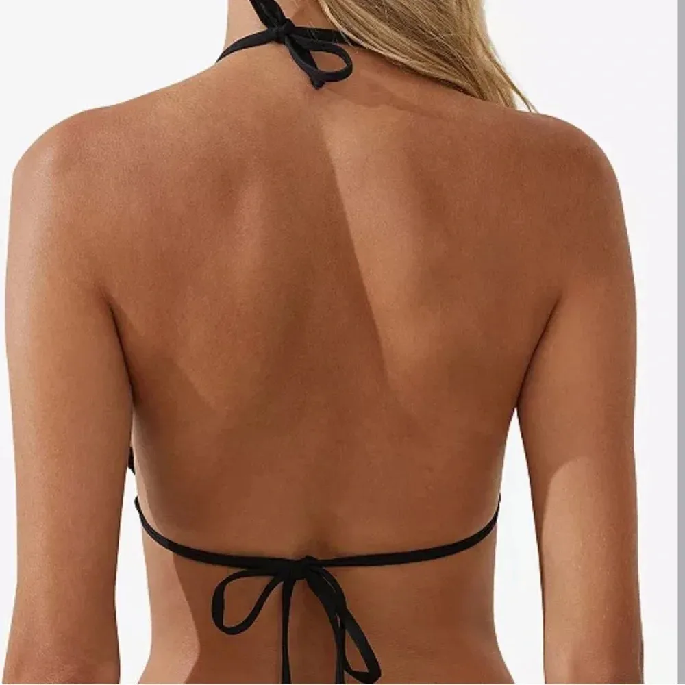 Body Women's Solid Slider Triangle Bikini Top Black Size M - Image 2