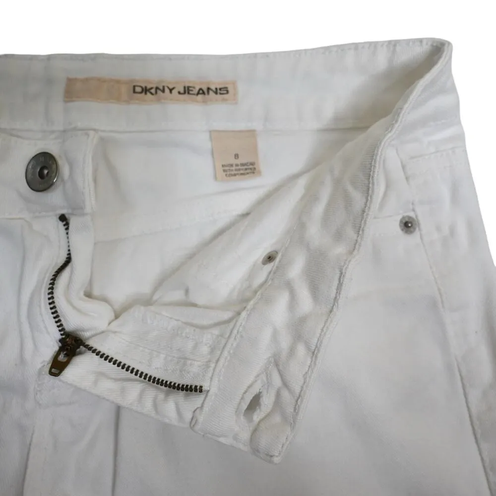 DKNY Womens 8 White Straight Leg Cropped Ankle Jeans - Image 8