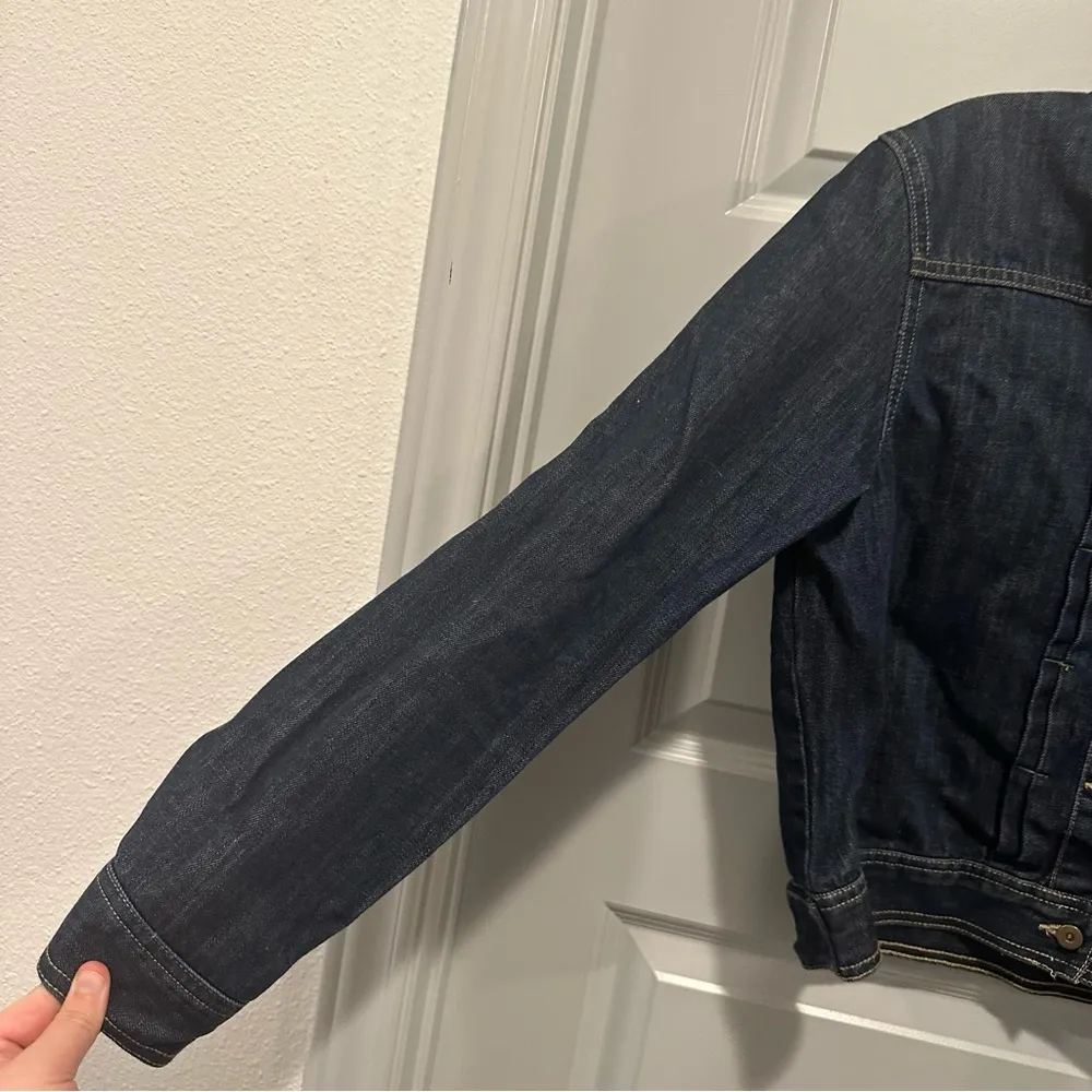 B&C Denim Frame Dark Wash Button Front Denim Jacket size M Blue Size M - Image 6