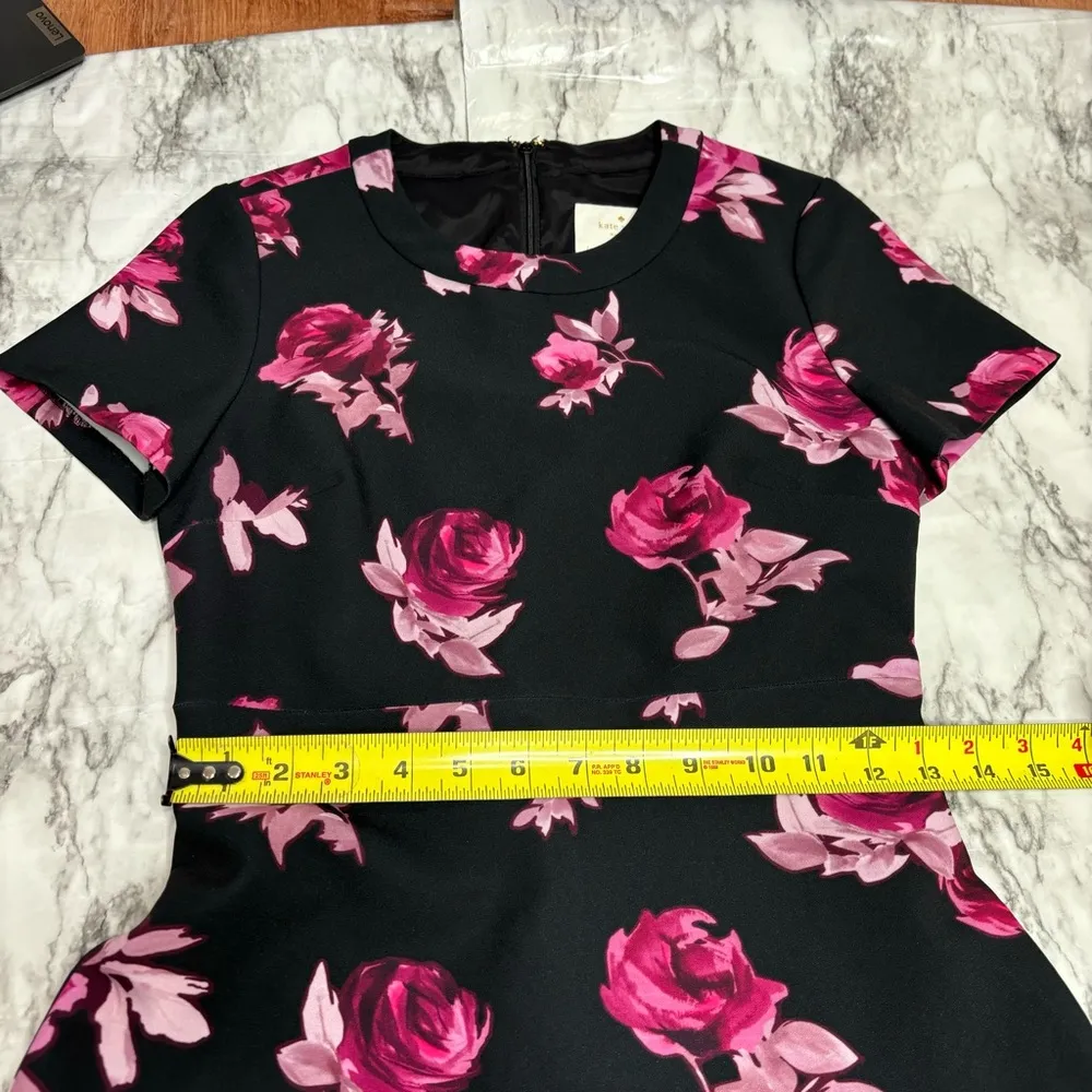 Kate Spade Encore Rose Crepe Dress blackk pink size 2 preppy party garden - Image 4