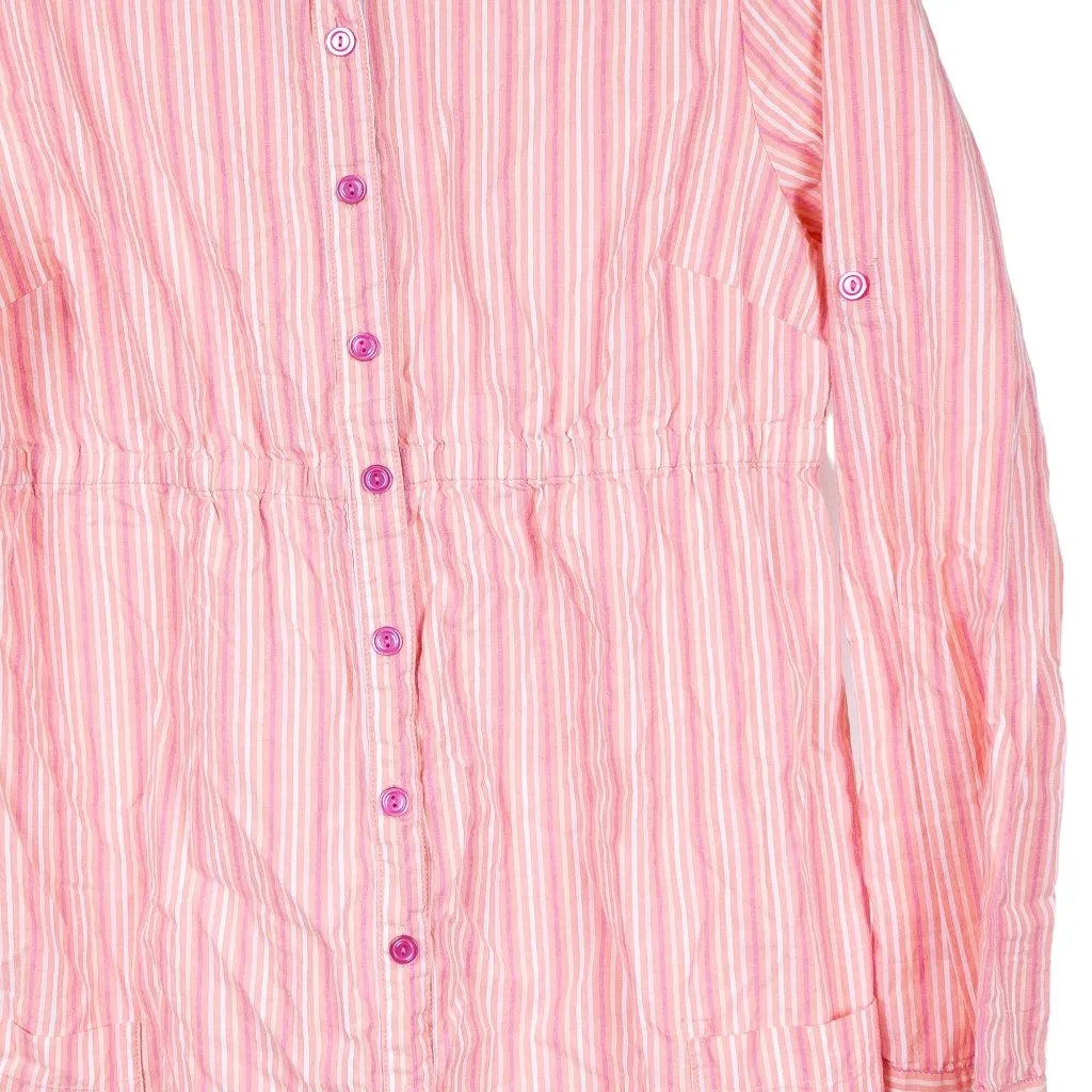 Xhilaration Night Shirt XL Womens Striped Pink Purple Buttons Long Sleeve Cotton - Image 3