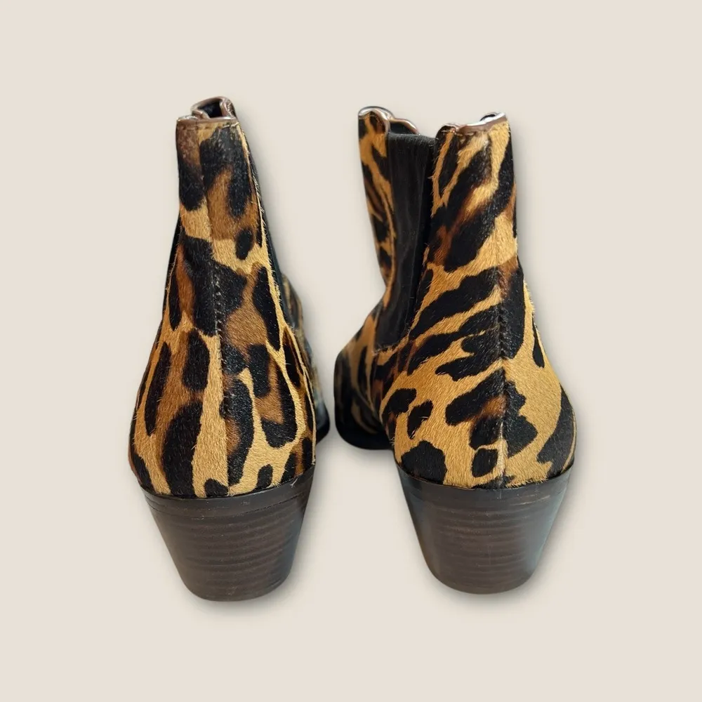 Sole Society Boots Leopard Print Pointed Toe Block Heel Ankle Chelsea 8 - Image 5