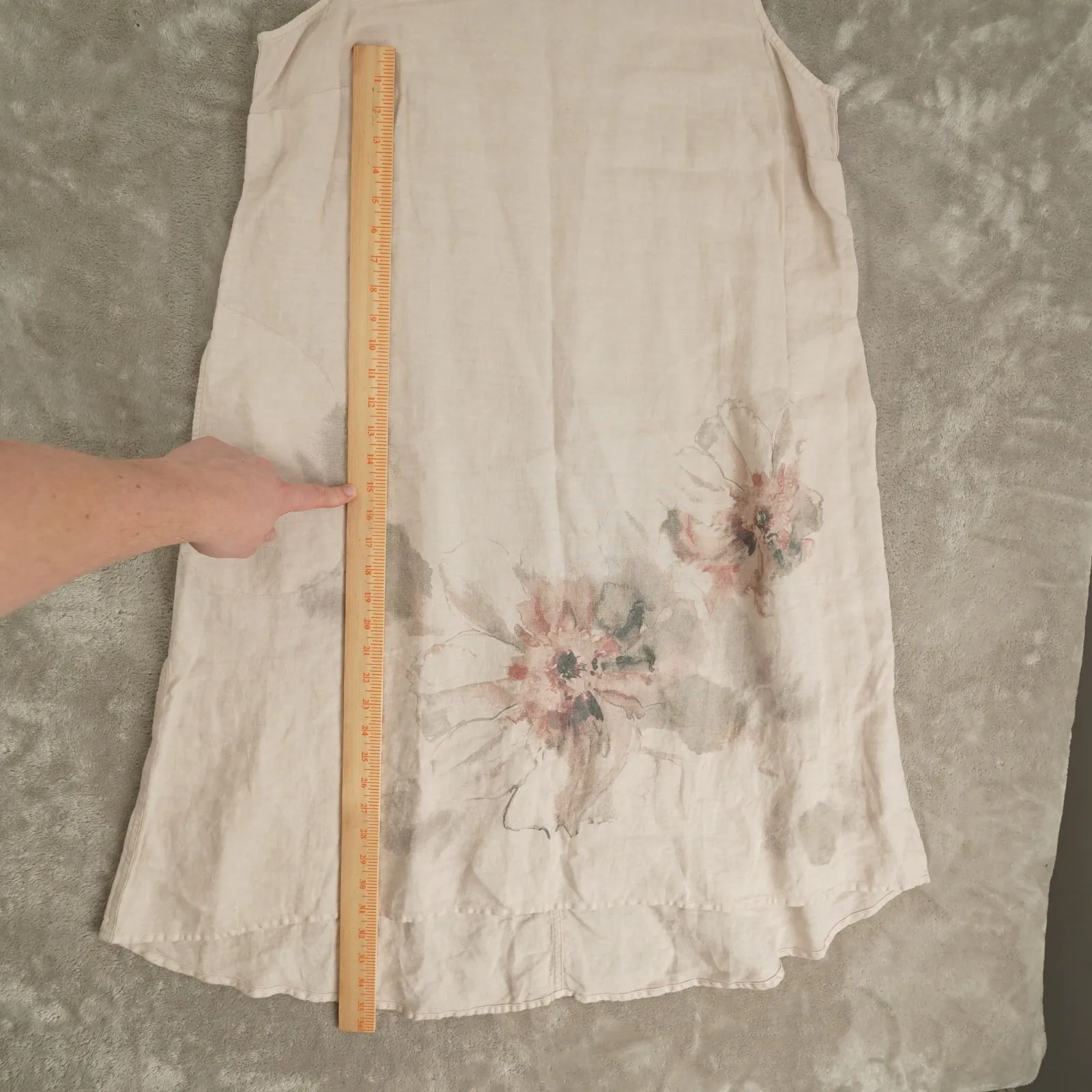 J.Jill Pure Jill Linen Midi Shirt Dress Sleeveless Womens PXL Beige Floral Tan Size undefined - Image 7