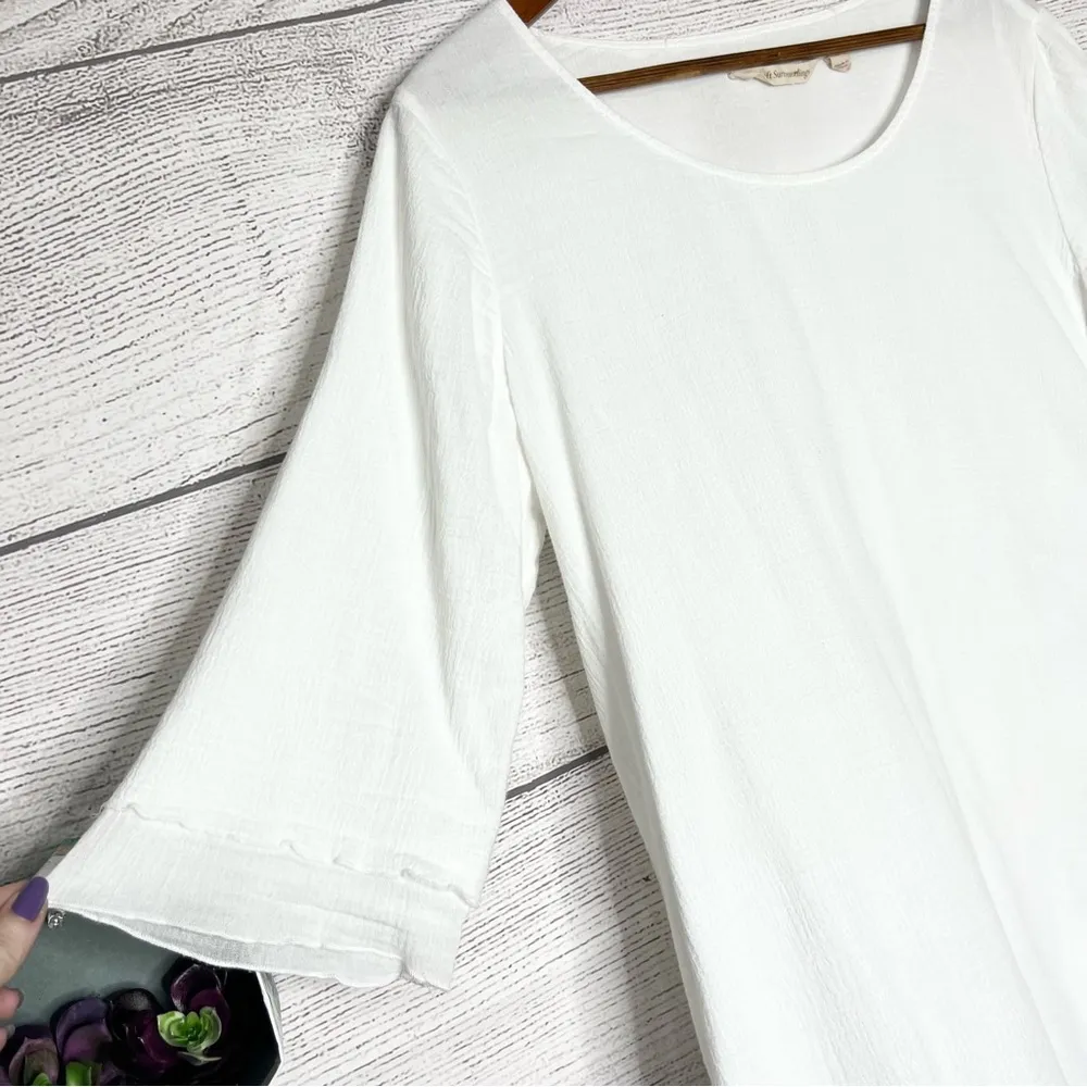 Soft Surroundings White Cotton Layered Blouse Casual Top Size Medium - Image 4