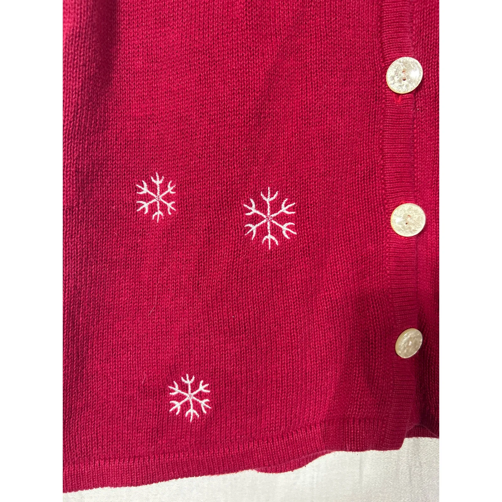VTG Christmas Sweater Vest Small Medium Red Snowman Snowflakes Holiday Winter - Image 2