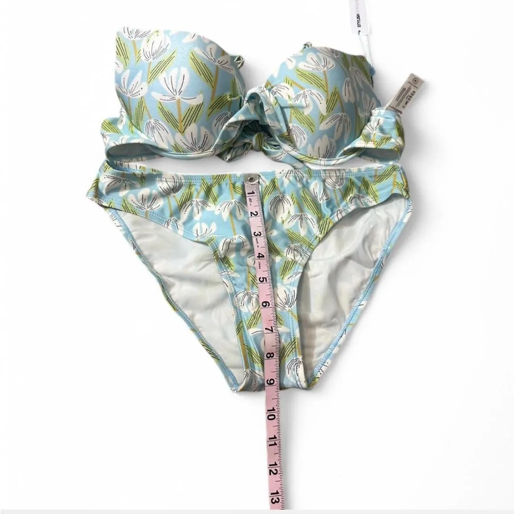 ‎Low Rise Floral Bikini Blue Size M - Image 13