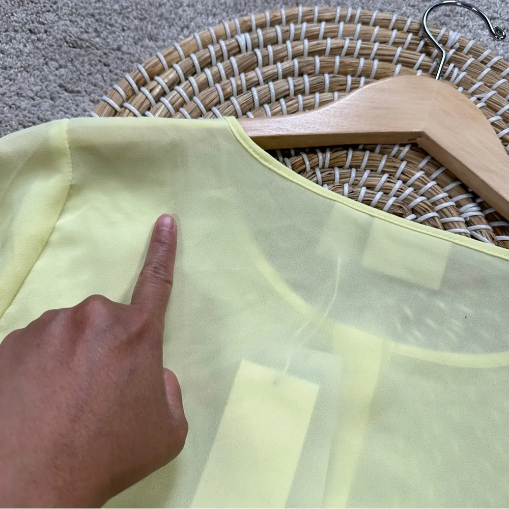 NWT Chico’s Women’s Assymetric Allure Longsleeve Top Sheer in Citron Size 1/US M - Image 11