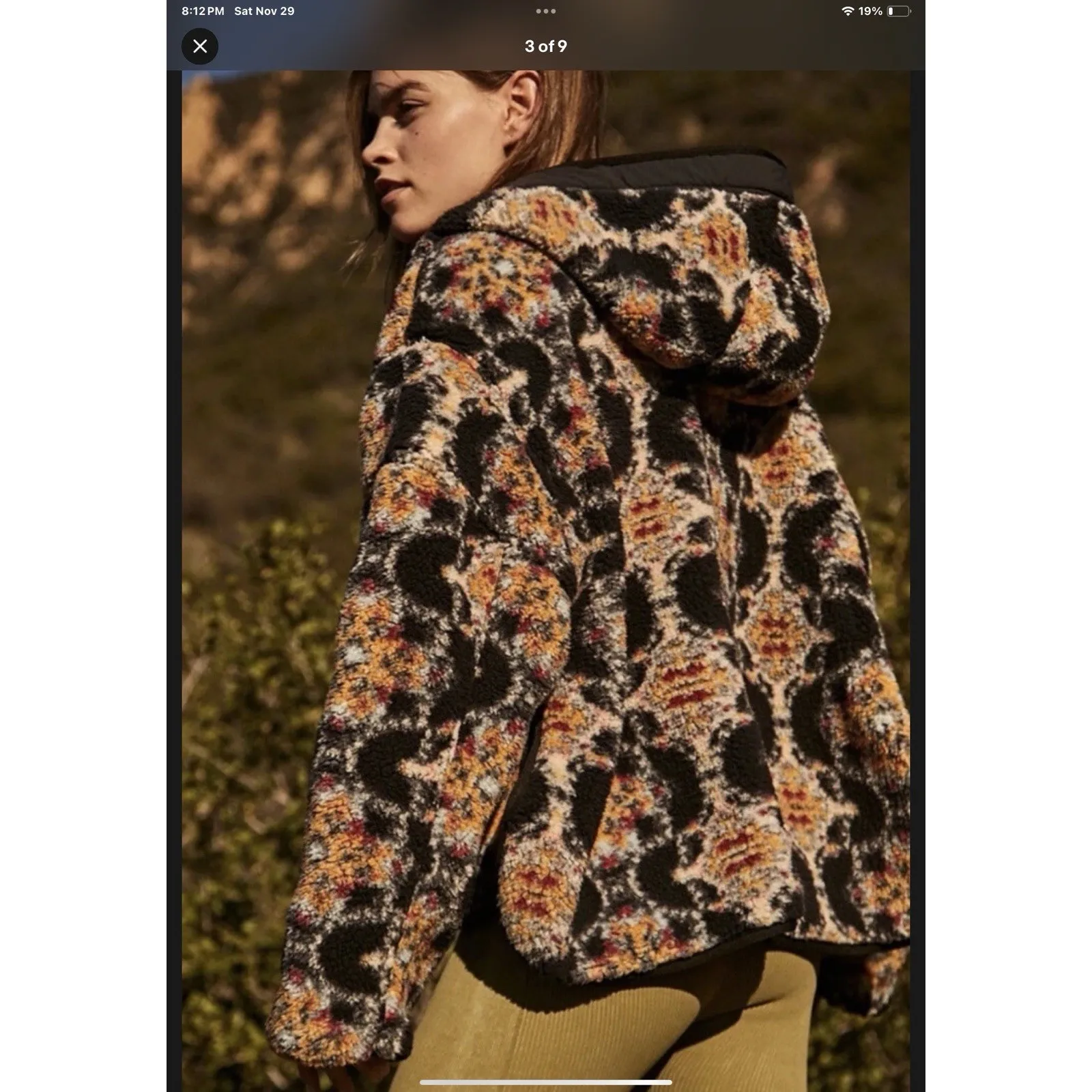 Free People Movement Elevation Jacquard Reversible FleeceJacket Hood Black S NWT - Image 8