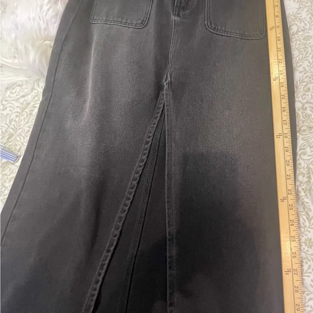 We The Free by Free People Black Denim Skirt NWOT High Waist Front Slit Pockets - Image 5