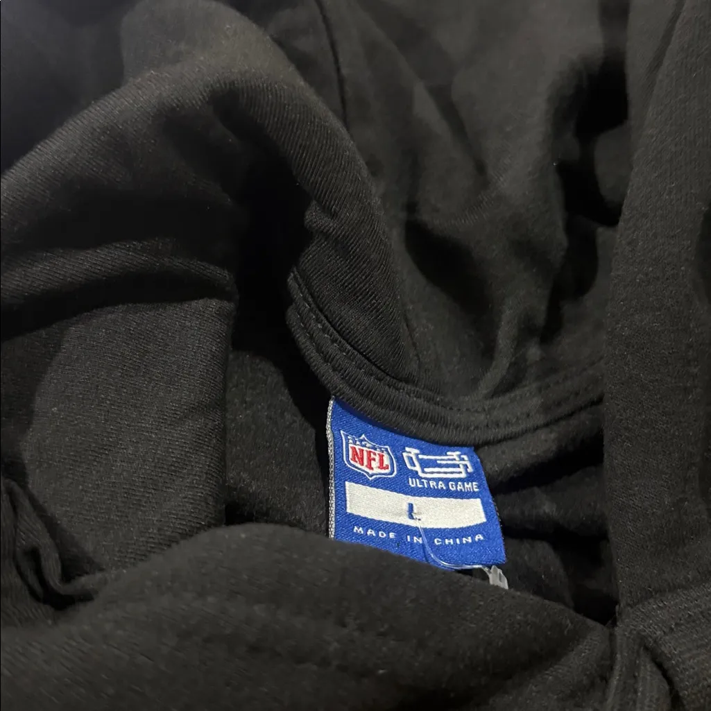 NWT NFL Kansas City Chiefs Short Hoodie Black Attached Hood Ladies Sz Large - Image 9