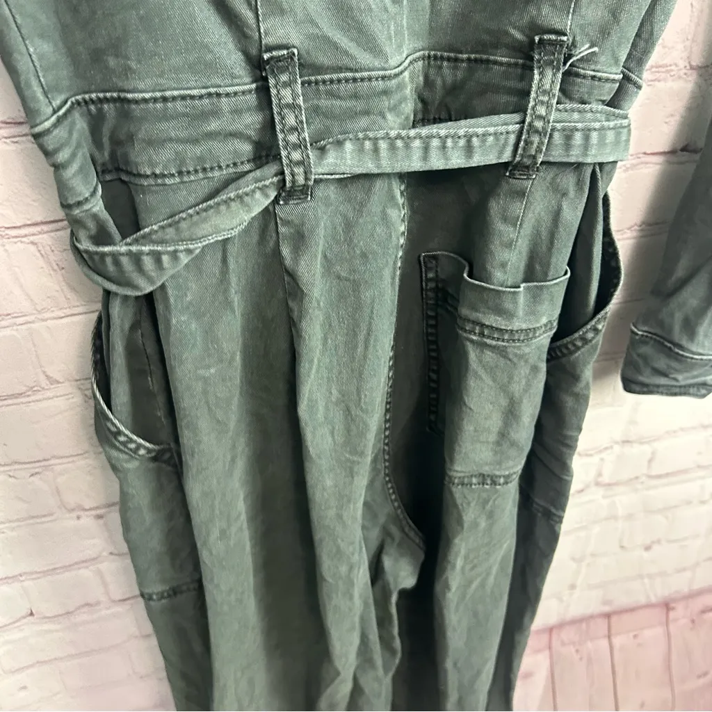 Universal Threads Universal Thread ladies deep green denim jumpsuit belted size 0 retro chic - Image 5