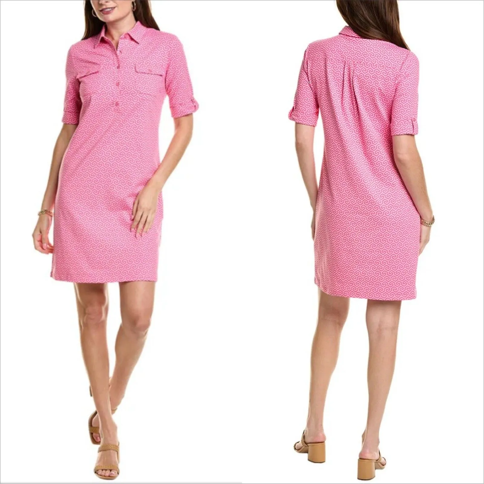 J McLaughlin Lawrence Catalina Cloth Dress Size Large Pink Honeycomb NWOT - Image 2