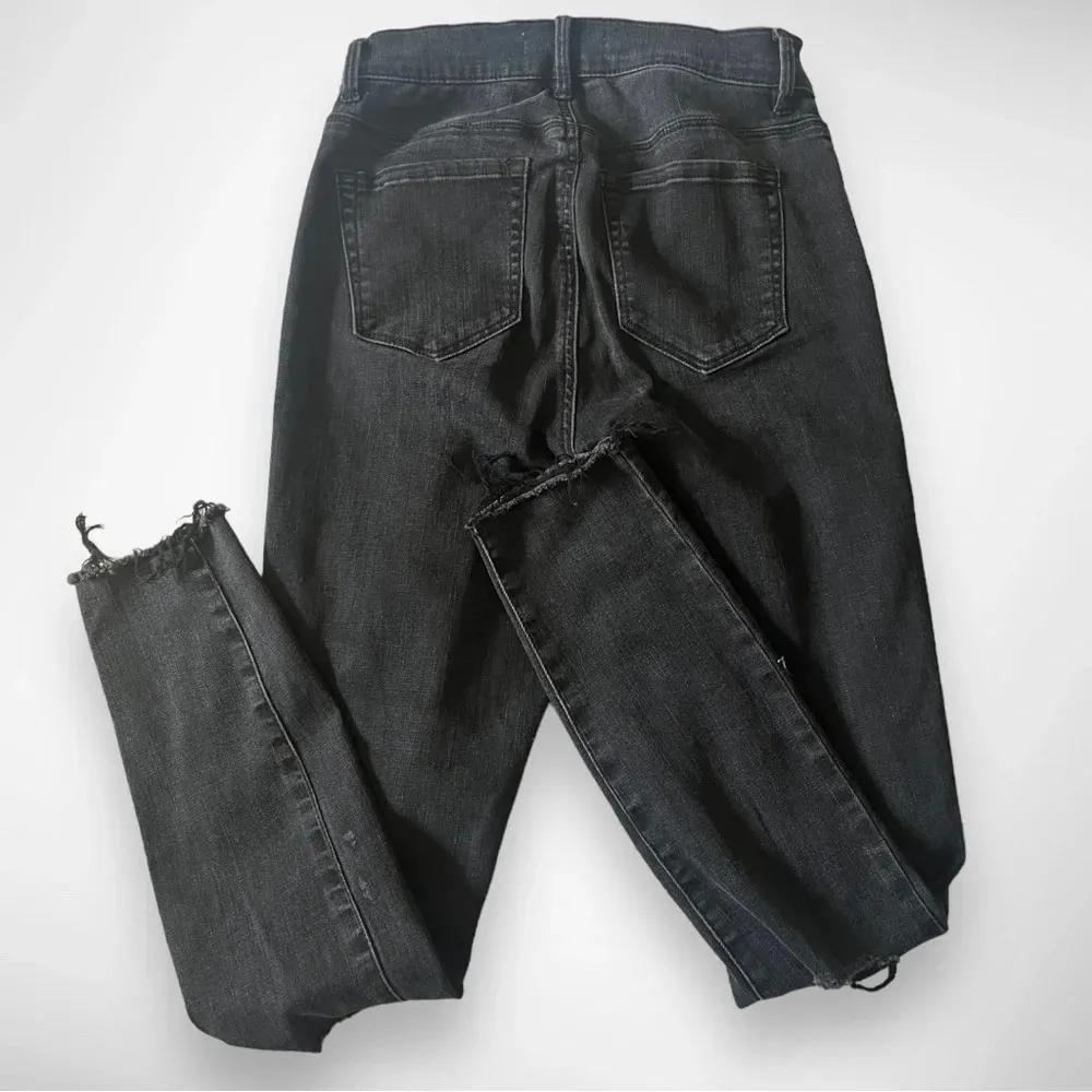 PACSUN Women's Stretch Black Ripped Raw Hem‎ Vintage Skinny Jeans Sz 25 | EUC - Image 5