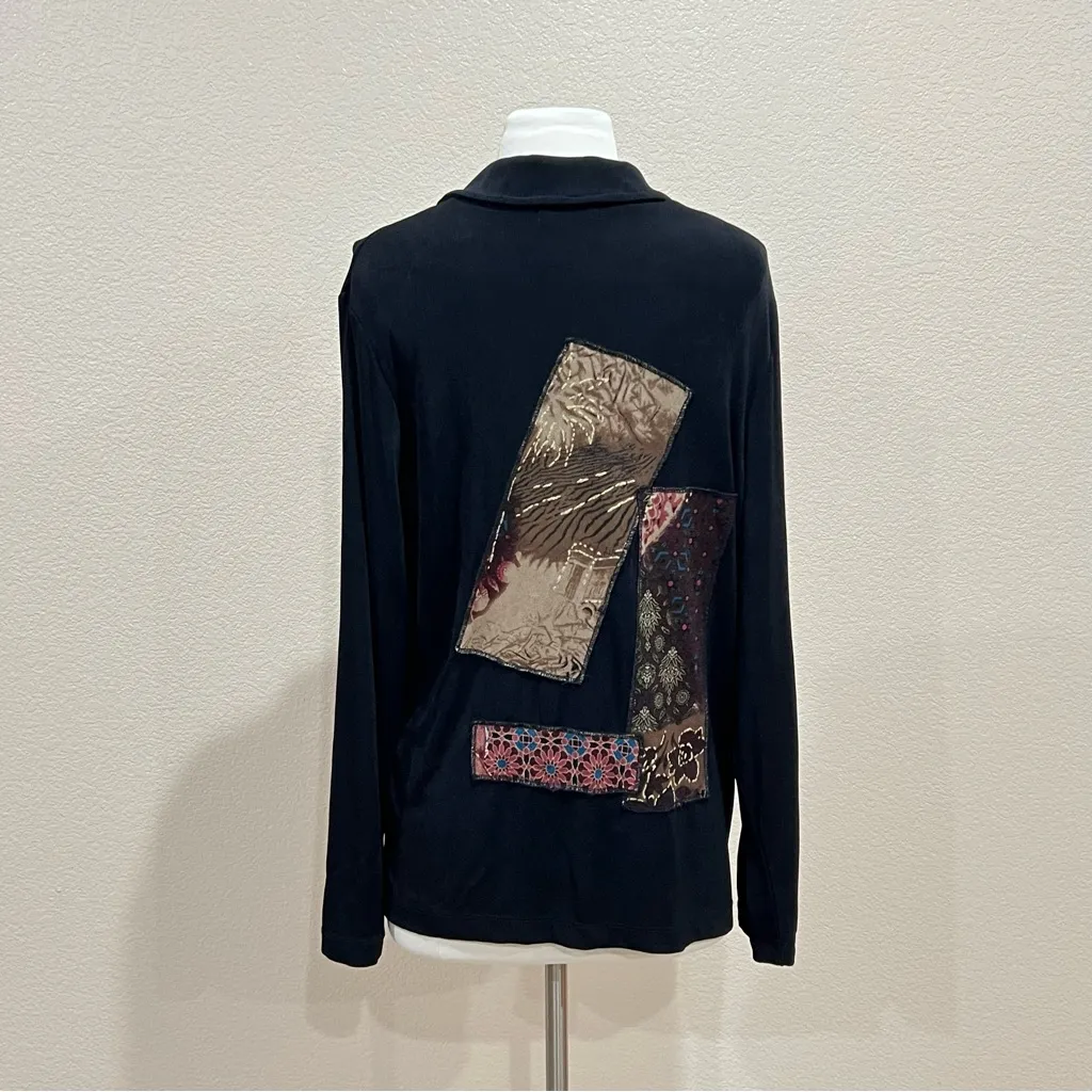 Picadilly Fashions Floral Patchwork Black Blazer Cardigan Size Medium - Image 6