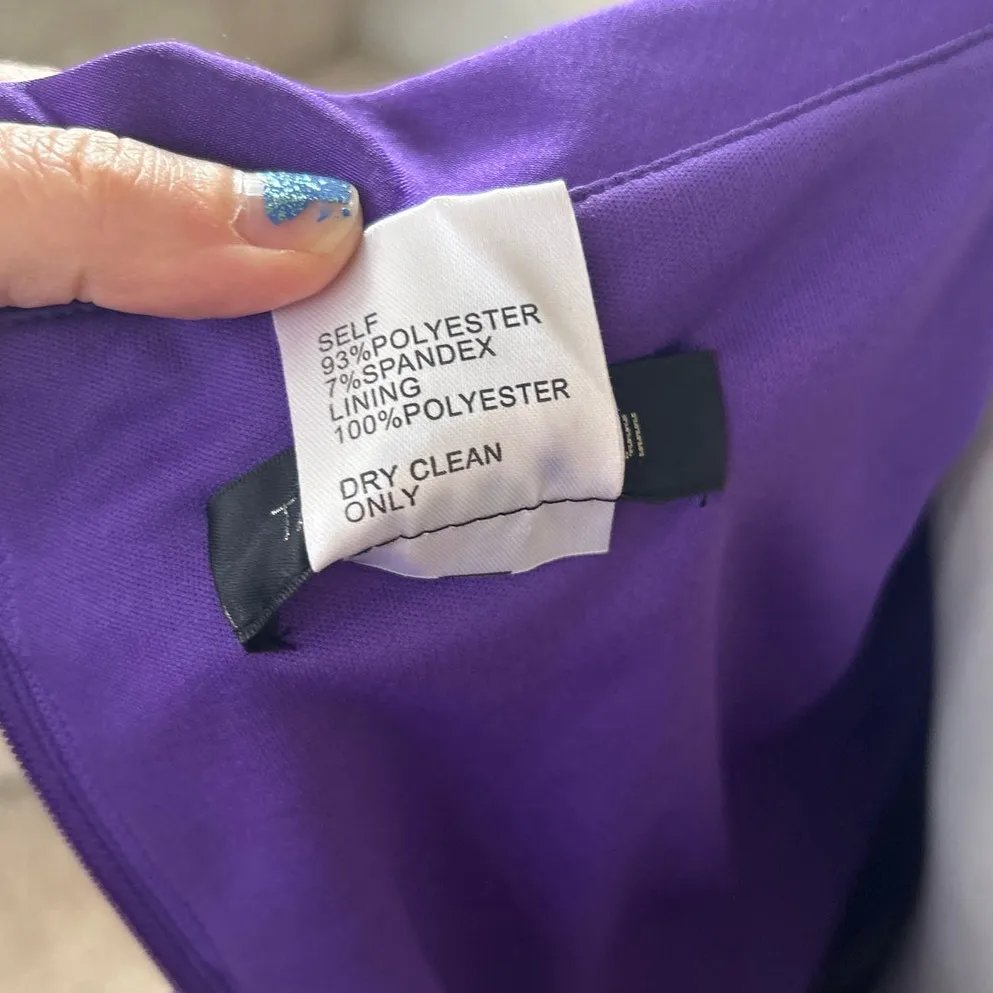 Tadashi Shoji Jewel Tone Purple Jersey Off Shoulder Draped Cocktail Sheath Dress - Image 4