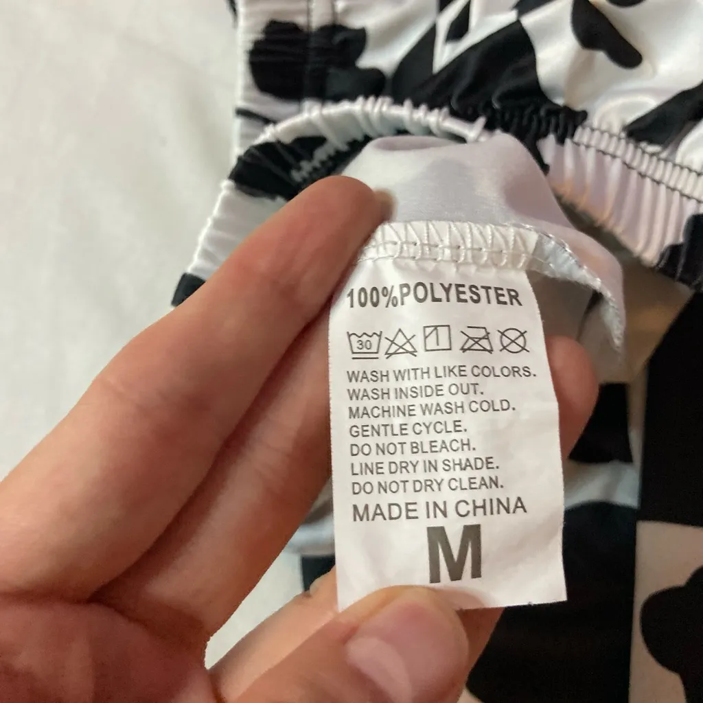 Black and White Cow Print Lace Trim Sleepwear Set Size XS (Tagged M) - Image 3