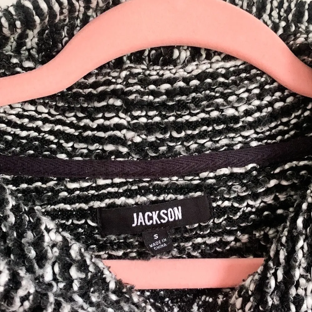 Jackson Black Textured Knit Hooded Space dye Pullover Sweater top Oversized Sm - Image 7