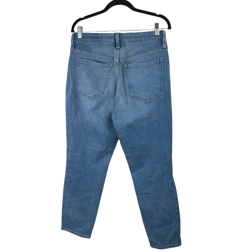 Old Navy O.G. Straight Women's Blue Distressed High Rise Cropped Denim Jeans 10 - Image 3