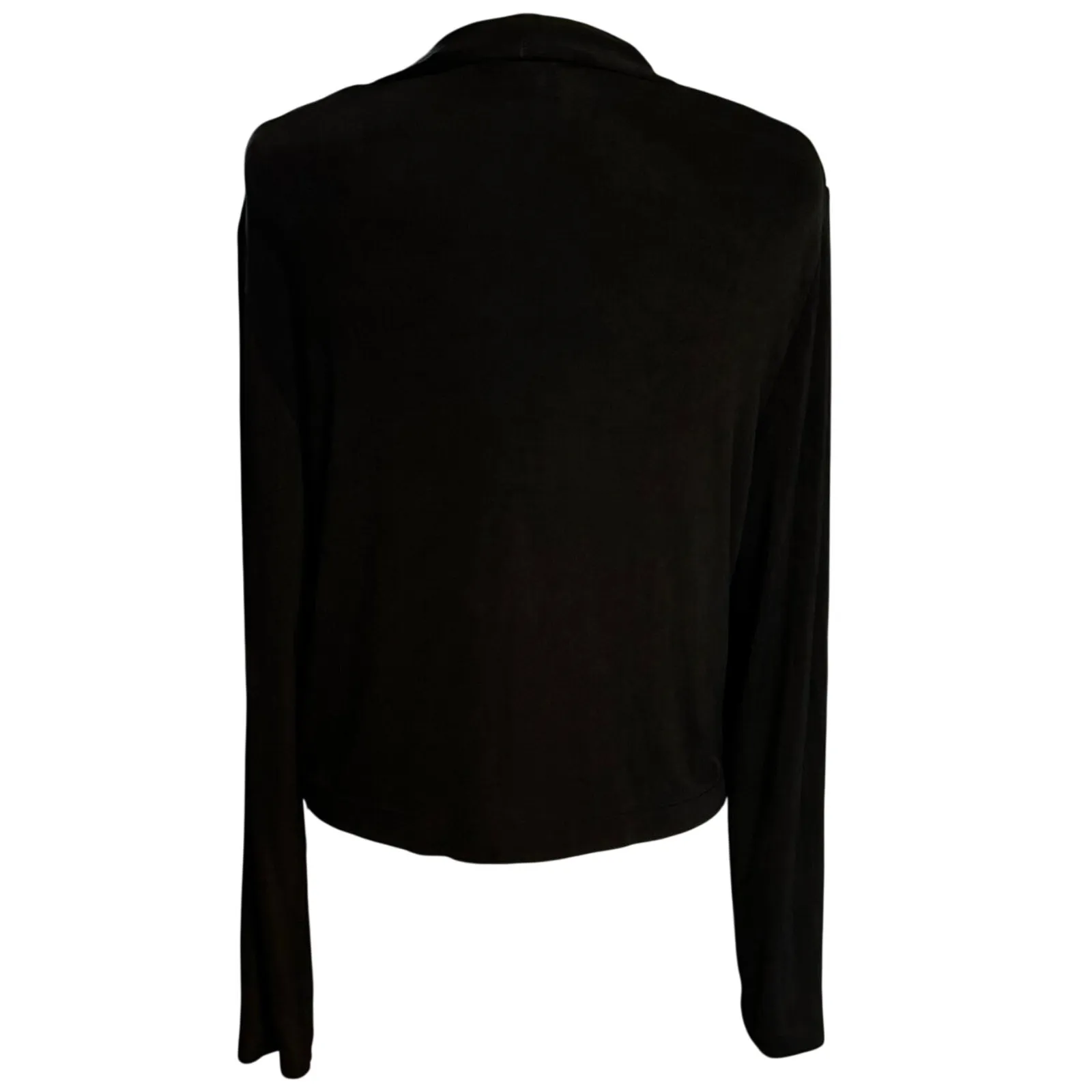 Chicos Travelers Size 2 US L Tie Front Cardigan Cropped Length Black - Image 2