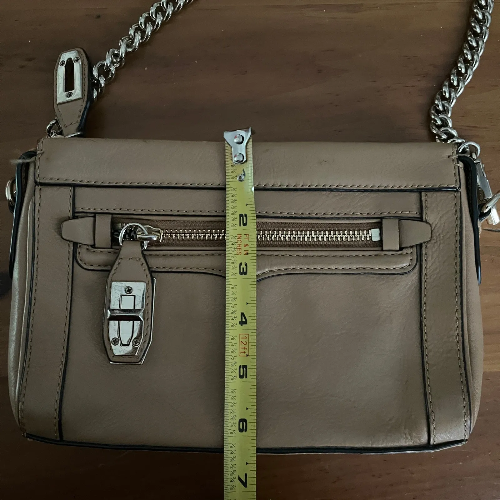 Rebecca Minkoff Crossbody Handbag Women Gold Chain Tan Small - Image 11