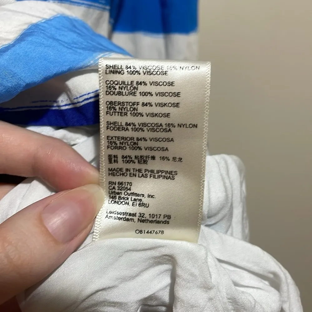 Anthropologie Maeve A-Line Blue White Striped High Low Tiered Midi Skirt Small - Image 10