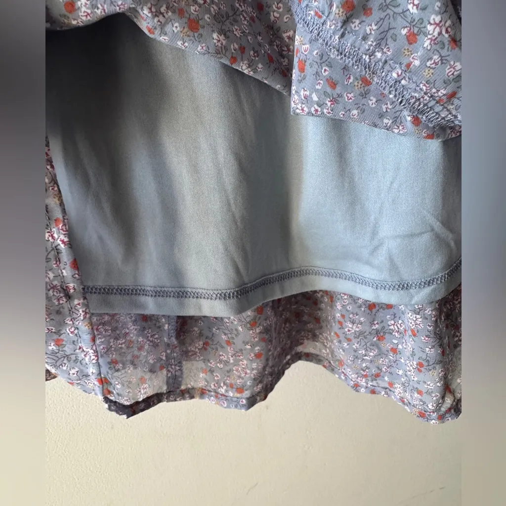 Rokoko Blue Floral Flowy Cottagecore Tiered Maxi Dress Criss Cross Back - Image 7