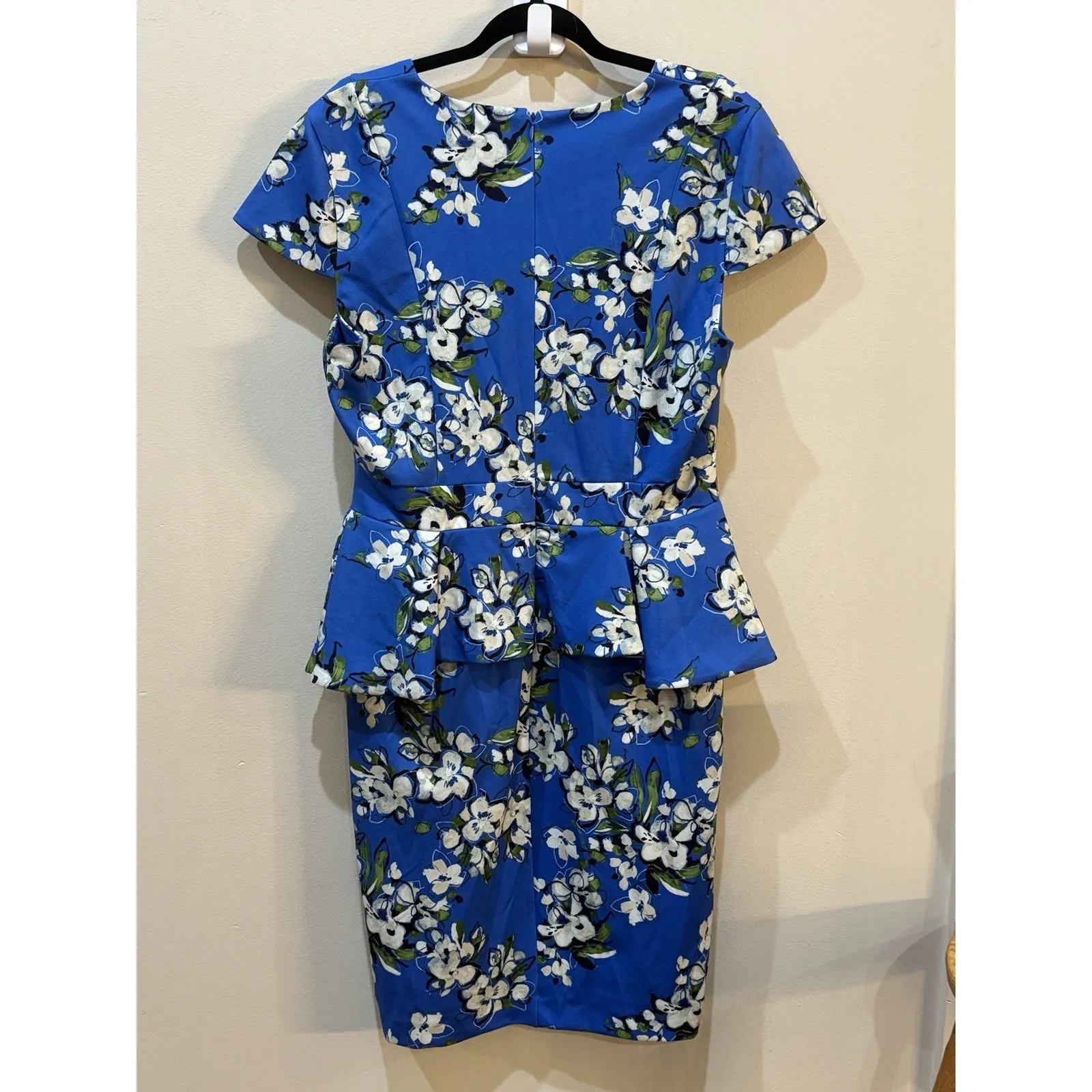 ALEXIA ADMOR Willow Dress‎ Blu Florals Size Large Peplum Tailored Colorful - Image 4