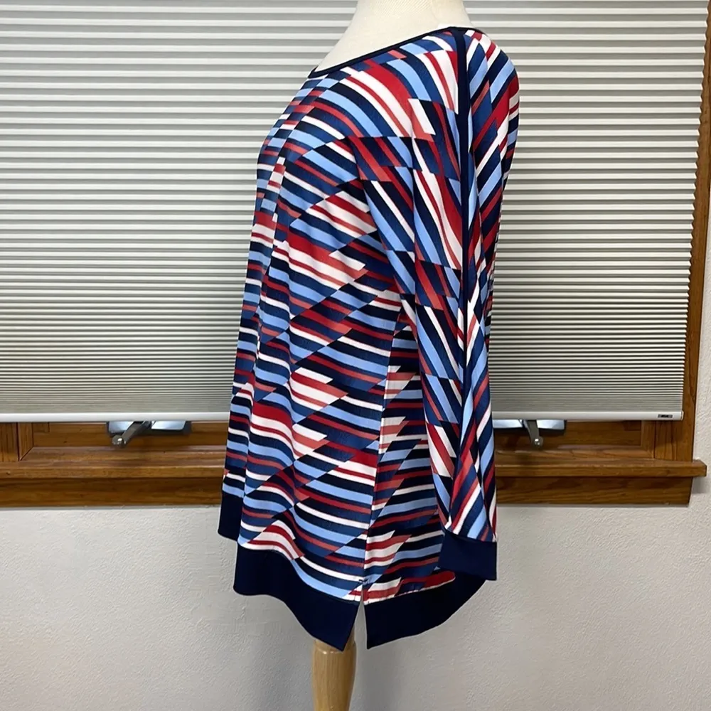 Christopher & Banks NWT Red White Blue Abstract Print Pullover Top Medium - Image 6