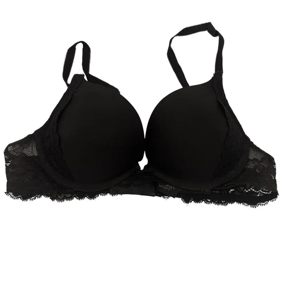 Victoria's Secret Dream Angels Black Lace Push-Up Bra Size 34B - Image 2