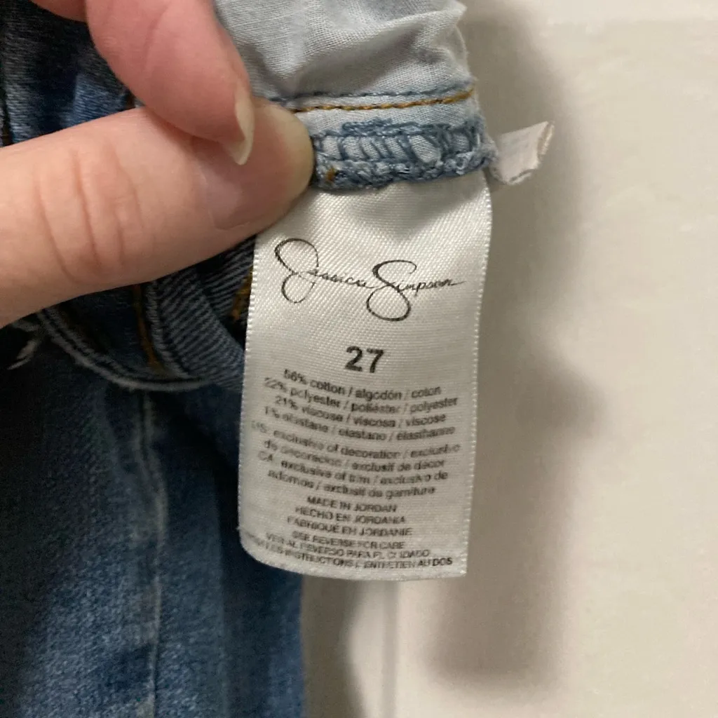 Jessica Simpson Light Wash Forever Skinny Crop Cuffed Denim Jeans - Image 4