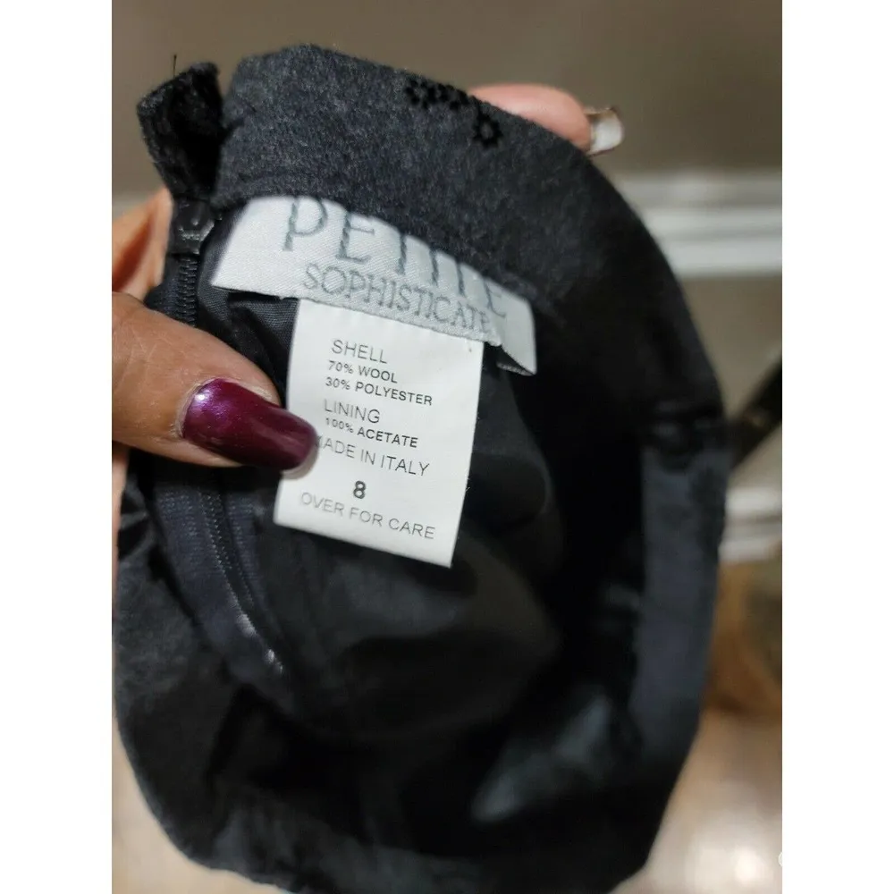 Petite Sophisticate Women's Gray Wool & Polyester Floral Pull On Skirt Size 8 - Image 5