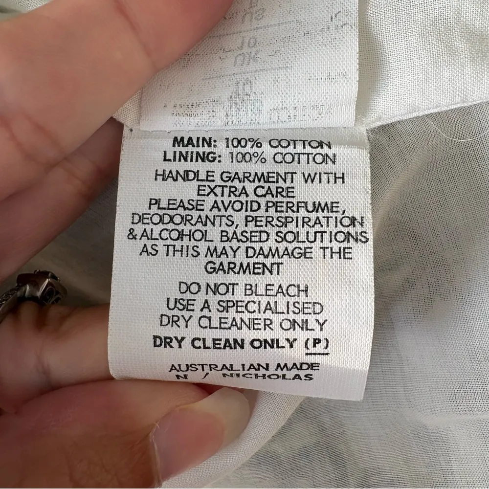 Nicholas Ruffle mini skirt embroidered floral white and blue size 6 - Image 11