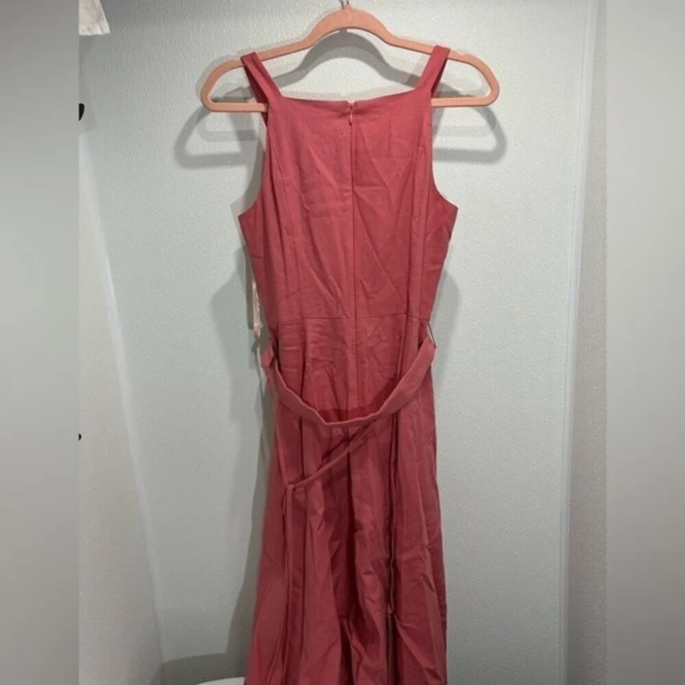 Gal Meets Glam Ruth belted linen A line Pink Dress Size 6 - Image 2